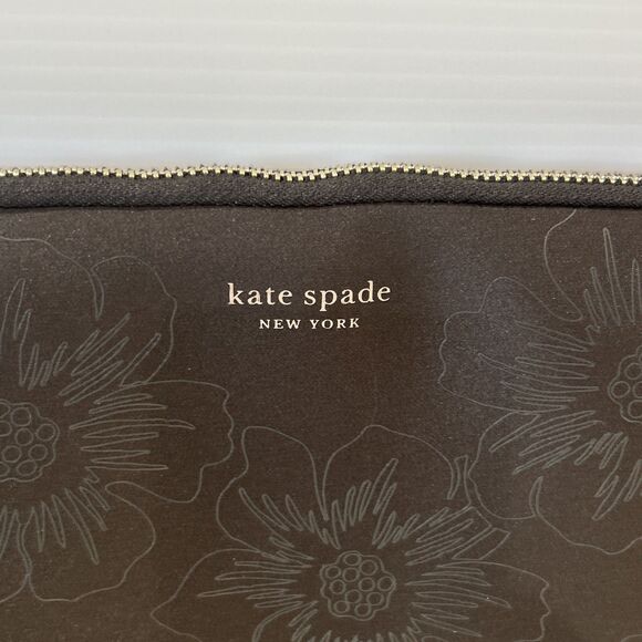Kate Spade Slim Laptop Sleeve 13” Matte Black Floral Neoprene Case Padded - Picture 3 of 9